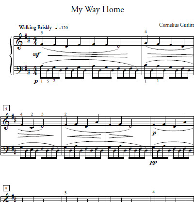 My Way Home Sheet Music and Sound Files for Piano Students